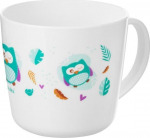 Laste kruus Akuku Owl, 250 ml, 1 aasta, plastik, valge v./roheline v.