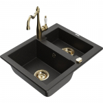 K&ouml;&ouml;givalamu koos kraaniga Mexen Carlos, graniit, 58.2 cm x 47.5 cm x 17.7 cm, metallic black/gold+gold