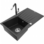 K&ouml;&ouml;givalamu koos kraaniga Mexen Cesar, graniit, 77.5 cm x 47 cm x 19 cm, metallic black/silver+black/chrome