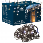 LED valguskardin Springos CL1240, 2.5 m, k&uuml;lm valge v., 50 LED