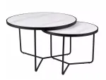 Kohvilaudade komplekt Italia, valge v./must v., 60 - 80 cm x 80 cm x 45 - 50 cm, 2 tk