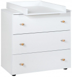 Arendusplaadiga kummut Klups Paula, 81 cm x 48 cm, valge v.