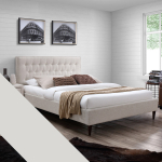 Voodi kahekohaline Home4you Emilia + Olympia Top, 140 x 200 cm, beež v., madratsiga, p&otilde;hjalippidega
