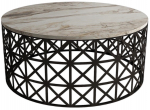 Kohvilaud Kalune Design Selin Metal Ferforje, valge v./must v., 90 cm x 90 cm x 38 cm