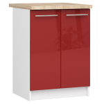 Alumine k&ouml;&ouml;gikapp Akord Furniture Factory Oliwia S60 2D, valge v./punane v., 46 cm x 60 cm x 85 cm