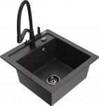 K&ouml;&ouml;givalamu koos kraaniga Mexen Vito, graniit, 52 cm x 49 cm x 21 cm, must