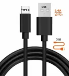 Kaabel Alburnus, USB/USB Type-C, 300 cm, must v.