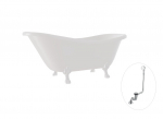 Vann, teisaldatav Besco Otylia, 160 cm x 77 cm x 69.5 cm, ovaalne, valge/kroom