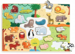 Puidust pusle, loomad Djeco, 1.2 cm, mitmev&auml;rviline, 22 tk