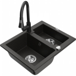 K&ouml;&ouml;givalamu koos kraaniga Mexen Carlos, graniit, 58.2 cm x 47.5 cm x 17.7 cm, metallic black/gold+gold