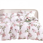 Voodipesukomplekt SBA-235, valge v./roosa v., 70 x 80 cm, 160 x 200 cm, 3 os.