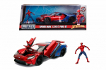 Kahjustatud pakendiga toode. Figuuriga s&otilde;iduk Jada Toys Marvel Spiderman 2017 Ford GT, 1:24, sinine v./punane v.