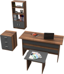 Kontorim&ouml;&ouml;bli komplekt Kalune Design VO11 956LCS2110, antratsiit v./pruun v., 140 cm x 37.6 cm x 63.6 cm