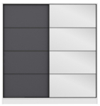 Riidekapp Kalune Design Kale 3967, antratsiit v./valge v., 52 cm x 18 cm x 210 cm, peegliga