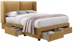 Voodi kahekohaline Home4you Sugi Harmony Delux, 160 x 200 cm, kollane v., madratsiga