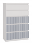 Kummut Malwa M5 Arteso, valge v./helesinine v., 109.5 cm x 40 cm x 70 cm