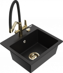 K&ouml;&ouml;givalamu koos kraaniga Mexen Milo Duo, graniit, 43.5 cm x 41 cm x 17.1 cm, kuldne/must