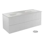 Vannitoakapp valamuga Besco Akya Linea, l&auml;bipaistev v./valge v./kroom v., 52.5 cm x 131 cm x 50.7 cm