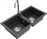 K&ouml;&ouml;givalamu koos kraaniga Mexen Mario, vaik/graniit, 82 cm x 43.6 cm x 16.1 cm, kroomi/black granite