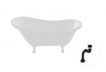 Vann, teisaldatav Besco Otylia, 170 cm x 77 cm x 69.5 cm, ovaalne, valge/must