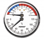 Termomanomeeter Ferro TM63A, 63 mm, G1/2, 6 Bar