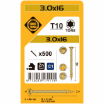 Puidukruvi, universaalsed Forte Tools TX10, 3 x 16 mm, kollane, 500 tk