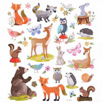 Kleebis DallPrint Forest Animals, lapselik, 17 cm, 15 cm mitmev&auml;rviline