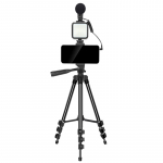Elight M5 Vlog Telefoni fikseeritud video- ja fotokomplekt LED-valgusega / Mikrofoniga / 1,3 m statiiviga / pulti