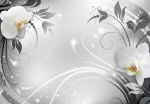 Fototapeet Artgeist Orchids On Silver, 70 cm x 100 cm