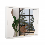 Riidekapp ADRK Sharon, valge v., 250 cm x 58 cm x 215 cm, peegliga