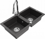 K&ouml;&ouml;givalamu koos kraaniga Mexen Mario, vaik/graniit, 82 cm x 43.6 cm x 16.1 cm, kroomi/black granite