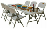 Kokkupandav turistilaud koos toolidega Foldline, valge v., 180 cm x 74 cm x 74 cm