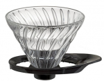 Kohvi tilguti Hario V60-02, 0.3 l, l&auml;bipaistev v./must v.