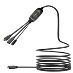 Kaabel Vivolink HDMI Male/ USB-A Female/ USB-C Female, USB Type C Male, 5 m, must v.