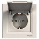 Pistikupesa Schneider Electric Asfora, maandusega, hele pruun v.