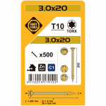 Puidukruvi, universaalsed Forte Tools TX10, 3 x 20 mm, kollane, 500 tk