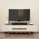 TV-laud Kalune Design Rose, kreemjasvalge/p&auml;hklipuu v., 145 cm x 36.8 cm x 49.8 cm