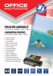 Lamineerimiskile Office Products, 100 &mu;m x 216 mm x 154 mm, 100 tk