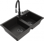 K&ouml;&ouml;givalamu koos kraaniga Mexen Tomas, vaik/graniit, 80 cm x 50 cm x 19 cm, kuldne/must