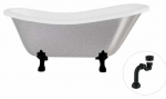 Vann, teisaldatav Besco Otylia Glam, 160 cm x 77 cm x 69.5 cm, ovaalne, valge/h&otilde;be
