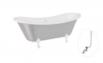 Vann, teisaldatav Besco Amelia Glam, 190 cm x 77 cm x 69 cm, ovaalne, valge/h&otilde;be