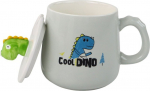 Kaanega kruus Lean Toys Cool Dino, valge v., 0.350 l