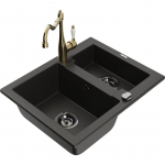 K&ouml;&ouml;givalamu koos kraaniga Mexen Carlos, graniit, 58.2 cm x 47.5 cm x 17.7 cm, metallic black/gold+gold