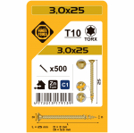 Puidukruvi, universaalsed Forte Tools TX10, 3 x 25 mm, kollane, 500 tk