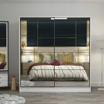 Riidekapp Kalune Design Kale 7153, valge v., 60 cm x 220 cm x 210 cm, peegliga