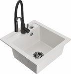 K&ouml;&ouml;givalamu koos kraaniga Mexen Vito, graniit, 52 cm x 49 cm x 21 cm, valge/must