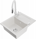 K&ouml;&ouml;givalamu koos kraaniga Mexen Enzo, graniit, 57.6 cm x 46.5 cm x 17.4 cm, valge