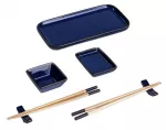 Sushi serveerimiskomplekt Homla Okinawa, 26.5 cm x 28 cm x 4 cm, sinine v., keraamiline