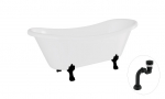 Vann, teisaldatav Besco Amelia, 190 cm x 77 cm x 69 cm, ovaalne, valge/must