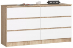 Kummut Akord Furniture Factory K140, valge v./sonoma tamm v., 77 cm x 138 cm x 40 cm